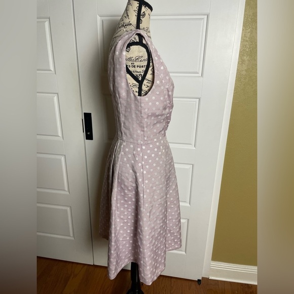 ADRIANNA PAPELL Purple Polka Dot Sleeveless Wedding Party Fit Flare Dress 10 - Picture 3 of 8